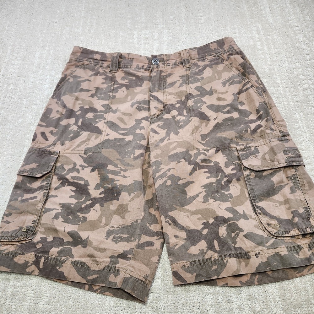 Koppen Camo Cargo Shorts Men 34 Ripstop Cotton Relaxed‎ Fit
